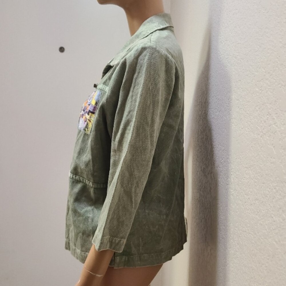 MICHAEL LEU WEARABLE ART COTTON TUNIC JACKET IMPRESSIONIST PAINT DETAIL sz S - Picture 4 of 7